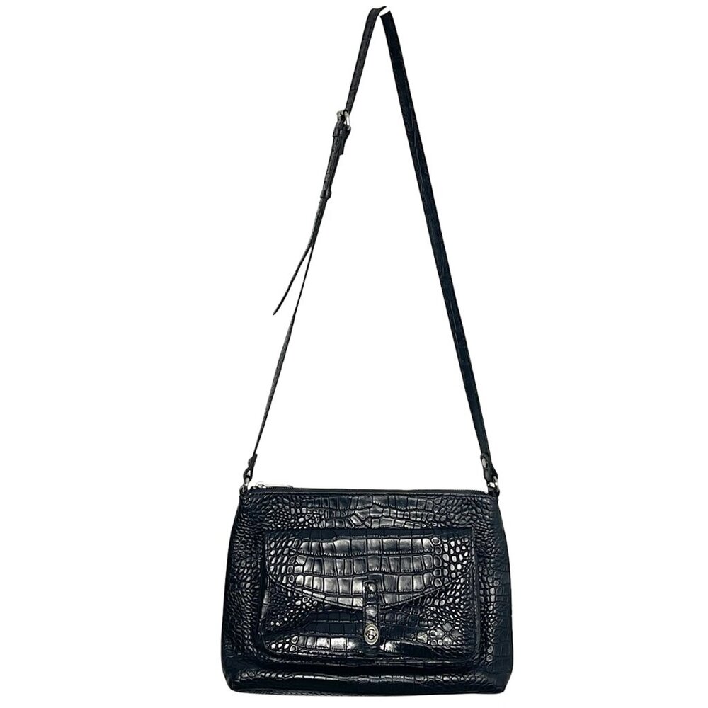 Patricia Nash Black Crocodile-Embossed Kenilworth Crossbody Bag